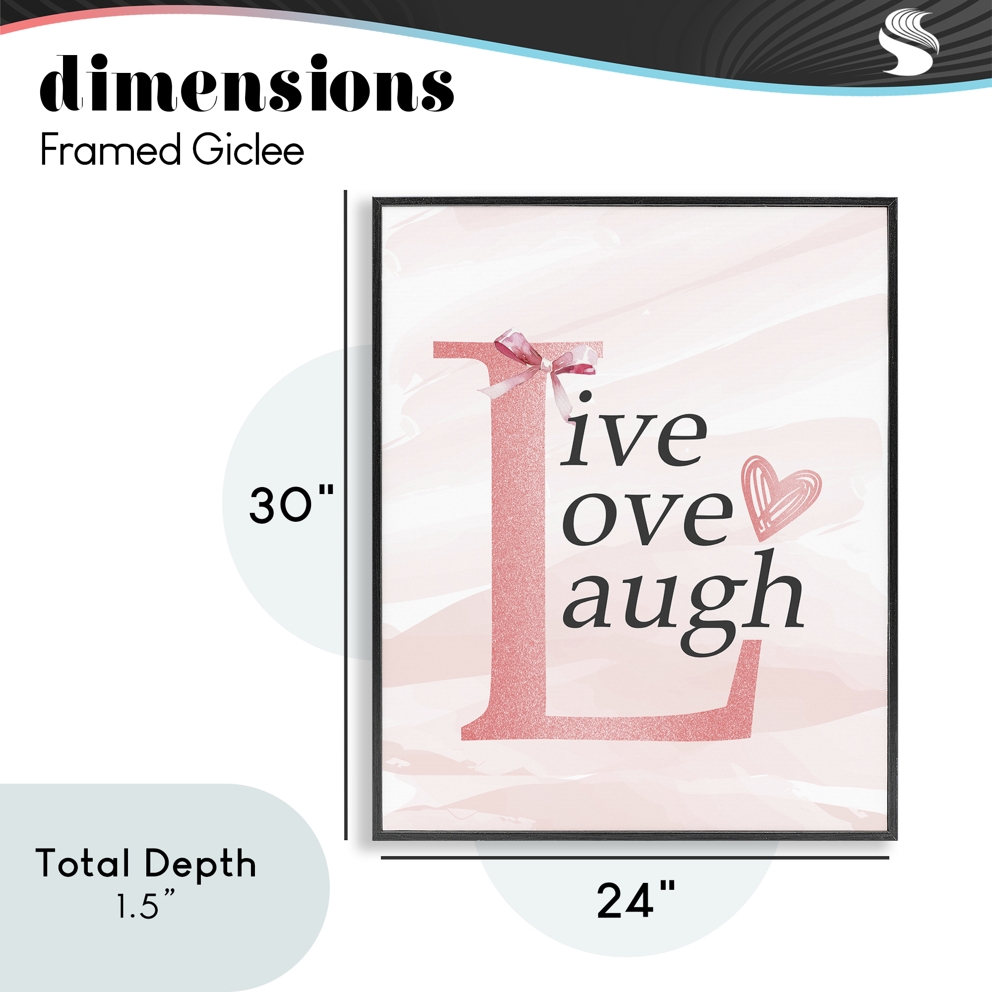 Live Love Laugh Pastel Black Framed Giclee Art, design by Kim Allen