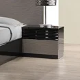 thumbnail image 4 of Modern Eastern King Size Bedroom Set 3Pc LED Platform Bed, Nightstand and Chest, Lacquer Finish, Black/Gray, 4 of 8