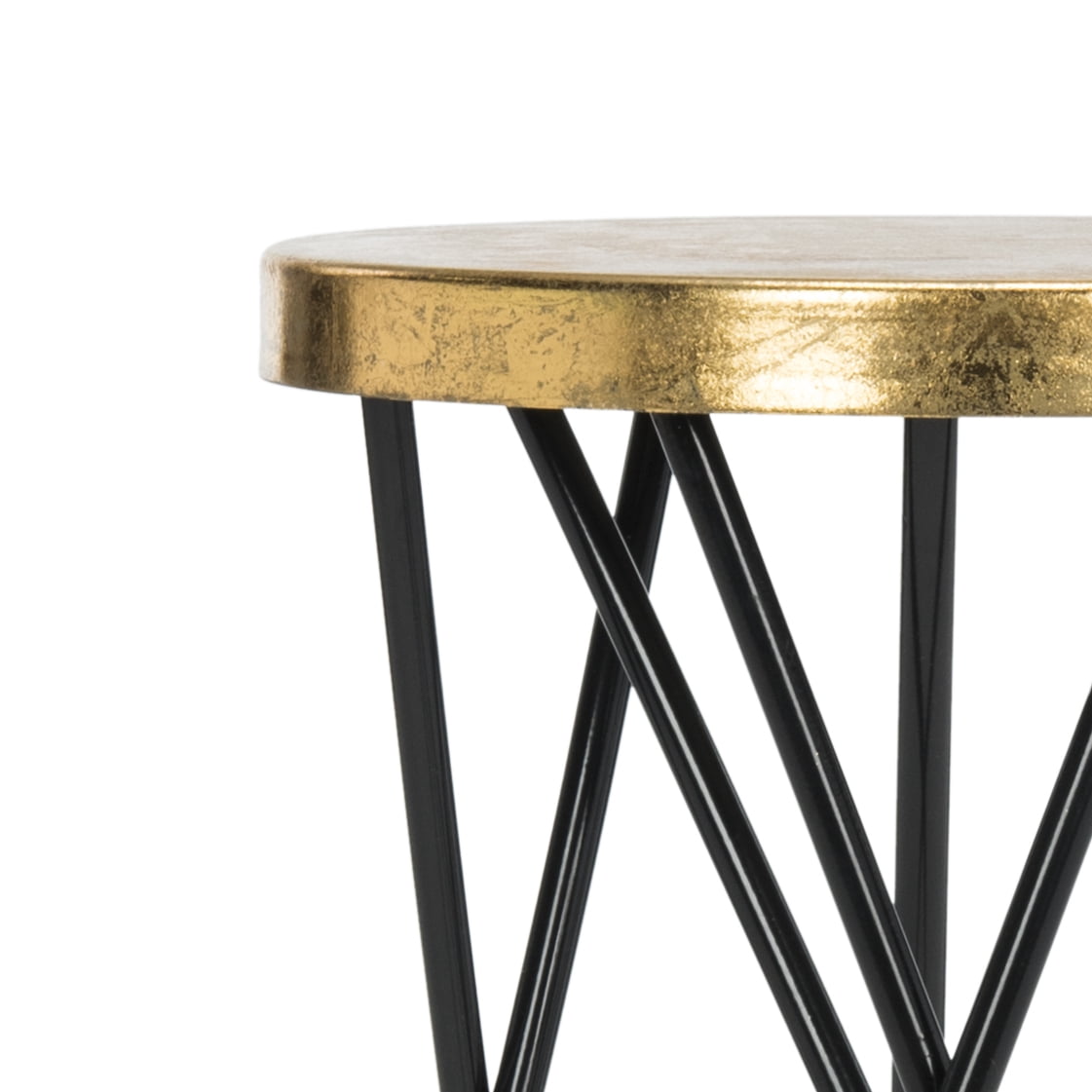 SAFAVIEH Lorna Mid-Century Retro Gold Leaf Iron Barstool, Black