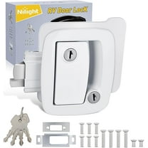 Nilight RV Door Lock Replacement White with Paddle Deadbolt Zinc Alloy Entry Locks Handle Latch 4 Keys  Locking Kit Fits RVs Campers Travel Trailers