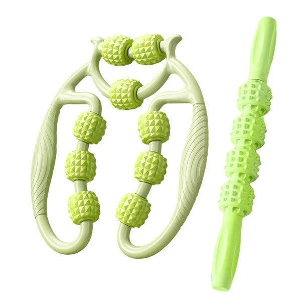 Rodillo de masaje circular para piernas, portátil y multifuncional, con abrazadera para piernas para entrenamiento manual. verde