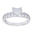 thumbnail image 2 of Sterling Silver Cubic-Zirconia Trio Bridal Anniversary Wedding Engagement Band Ring Set Size 9, 2 of 2
