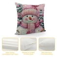 thumbnail image 4 of Qinduosi Pink Snowman Pillow Cover for Sofa Bed Couch, Xmas Tree Pattern Throw Pillow Case for Living Room, Linen Pillow Cushion Cover ", No Pillow Insert, 4 of 5