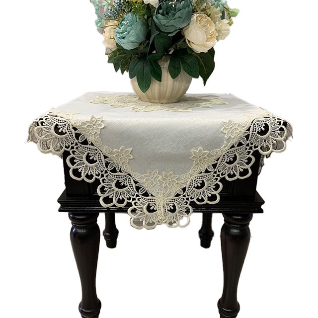 Lojalitet Mantel Bordado De Encaje Crema, Mantel Clásico Beige Fiesta En Casa