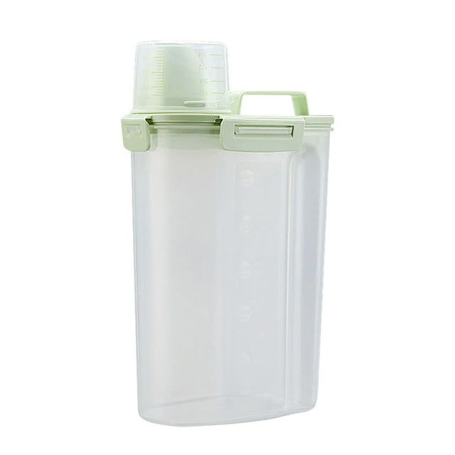 BINGLI 6.6 Lbs Rice Airtight Dry Food Storage Container, Rice Storage Bin Cereal Containers Dispenser, Thicken Plastic Clear Food Storage Box with Pouring Spout, Measring Cup for Grain 
