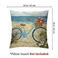 thumbnail image 4 of Blue Beach Bicycle Flower Basket Design by Sharon Lee Throw Pillow,  Multi-Color, 4 of 7