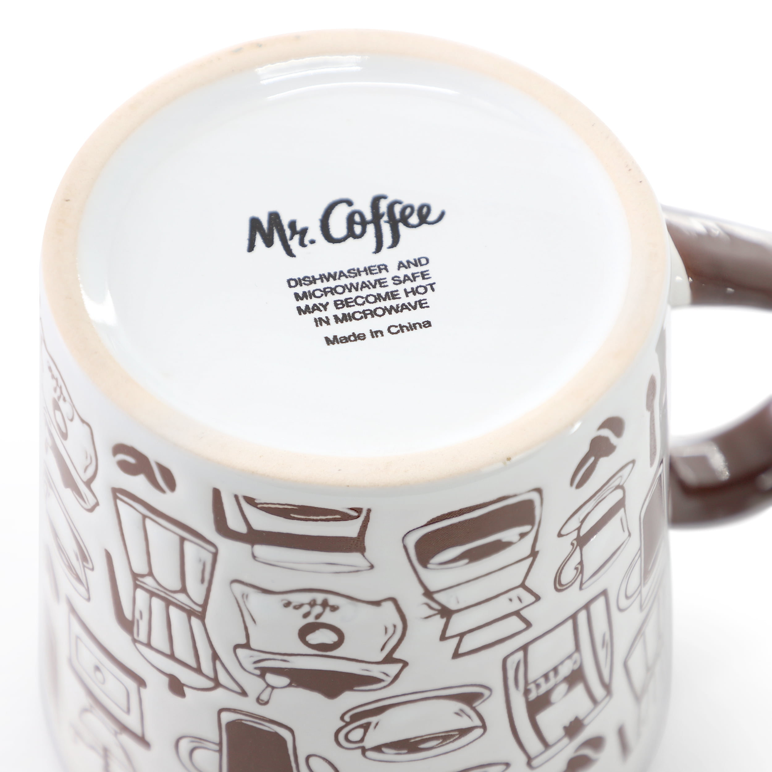 Mr. Coffee Vintage Brew 4 Piece 18 Ounce Coffee Maker Stoneware Mug Set in Brown