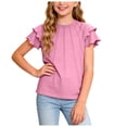 thumbnail image 1 of Akiihool T-Shirts pour Adolescentes T-Shirts à Manches Courtes pour Filles T-Shirts pour Enfants d'Été à Col Rond Hauts T-Shirts Basiques (Rose, 7-8 Ans), 1 of 4