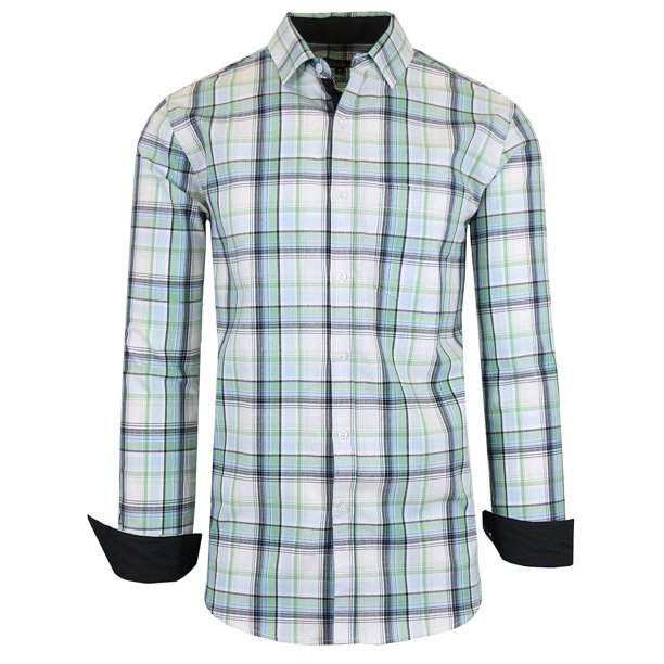 GBH Men's Long Sleeve SlimFit CottonStretch Printed Dress Shirts