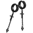 thumbnail image 3 of Pendientes largos cruzados Salvador de acero de titanio negro 2.52 pulgadas, 3 of 10