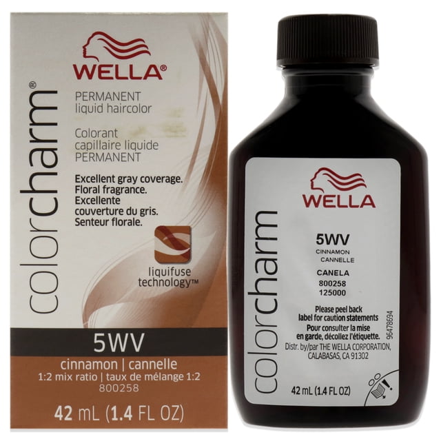 Tinte líquido permanente para cabello Color Charm - 5WV Cinnamon de Wella para unisex - Tinte para cabello de 1.42 oz Wella Color de pelo 1.4 oz