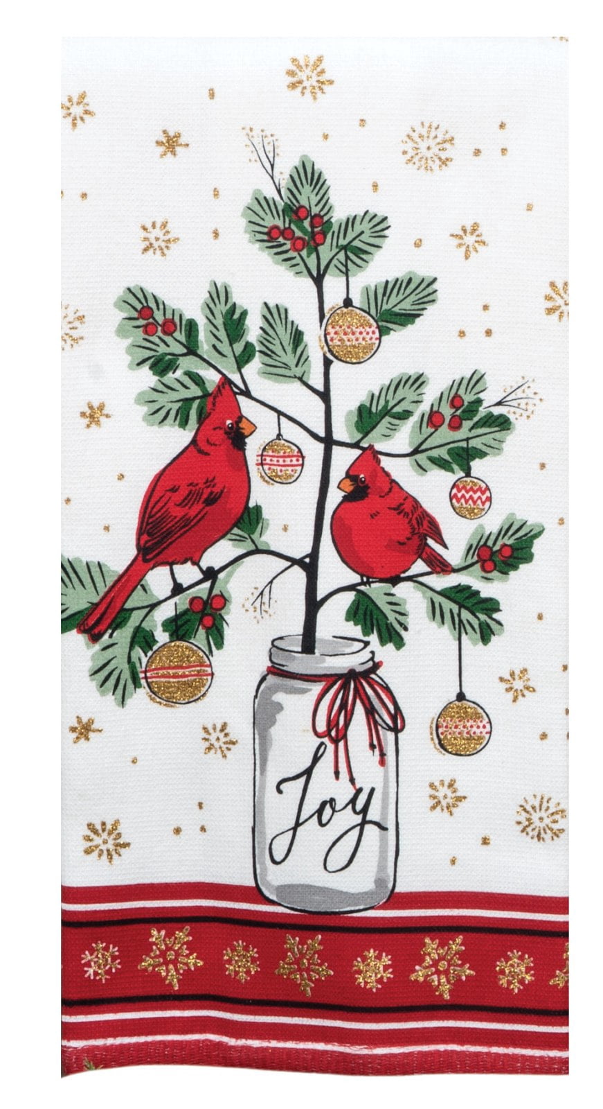 Christmas Cardinals Dual Purpose Kitchen Dish Terry Towel
