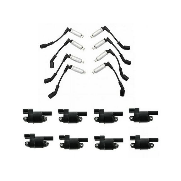 Ignition Coil and Spark Plug Wire Set 9 Piece - Compatible with 2008 Chevy Express 3500