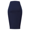 thumbnail image 4 of MixMatchy Women's Waist Band Midi Stretchy Ponte Basic Knee Pencil Skirt, 4 of 4