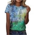 thumbnail image 2 of ALLLIST Short Sleeve Women's Tops Crew Neck Holiday T-Shirts Green Floral Fashion Shirts Tops for Ladies, 2 of 5