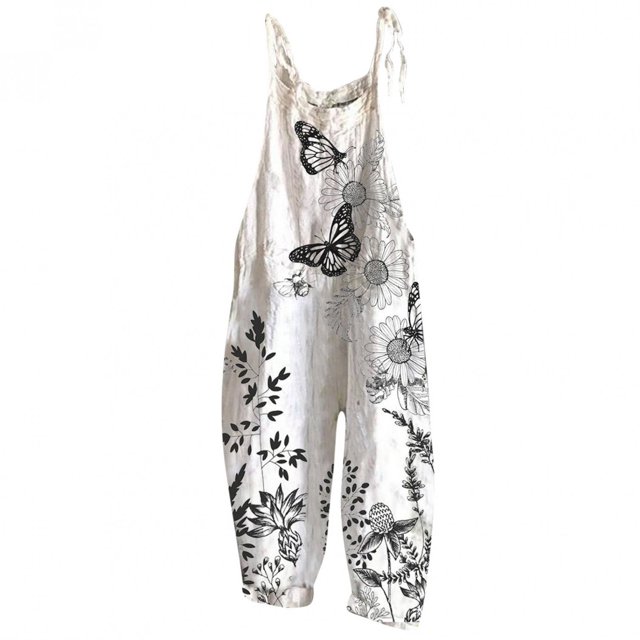 TIMIFIS Combinaison Femme Décontractée Imprimé Floral Sans Manches Bretelles Spaghetti Pantalon Grand