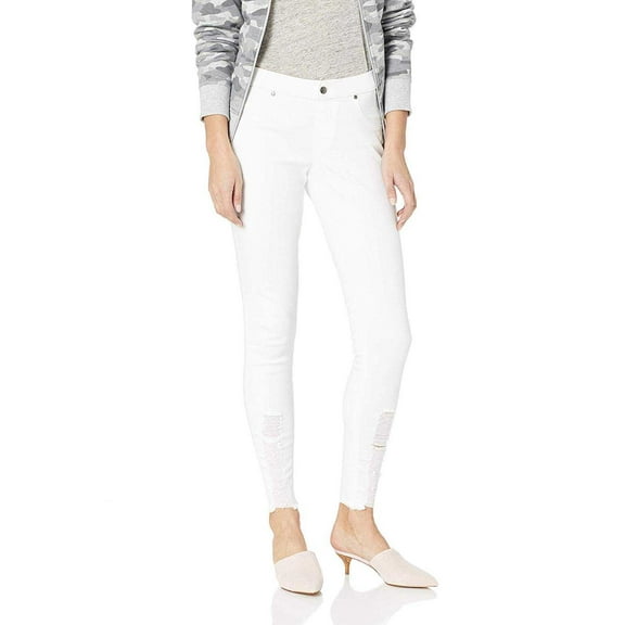 HUE Ripped Denim Leggings (White, XS)