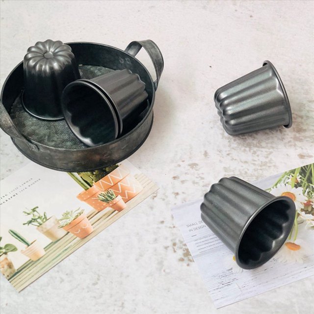 Canele Mold, Cannele Muffin Cup, 18 Piezas Molde Cannele Antiadherente Gris-Negro Canneles