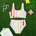 thumbnail image 2 of Shadoumai Girls Tankini Swimsuit 2-Piece Beach Sport Bathing Suit Set Hawaiian Swimwear for 5-12Years, 2 of 7
