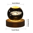 thumbnail image 7 of Pebbuoy Crystal Ball Night Light with Wooden Base 3D Engraved Milky Way System USB Plug-Play Bedside Lamp Desktop Decoration, 7 of 7