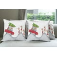 thumbnail image 6 of Ambesonne Christmas Throw Pillow Cover 4 Pack, Reindeer Family Noel, 16", Grey White, 6 of 7