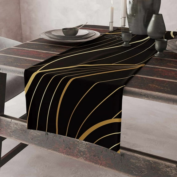 Black Table Runner, Modern Simple Tablecloth, Suitable for Kitchen, Dining Room and Living Room, Display Wedding Party Table Setting Decoration, Christmas Gift