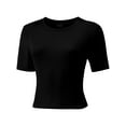 thumbnail image 4 of Women's Basic Teen Tee Workout Crewneck Short Sleeve Slim Fitted Casual Crop Top, 4 of 5