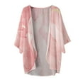 thumbnail image 4 of DDAPJ pyju Kimonos for Women 3/4 Sleeve Chiffon Cardigan Loose Casual Shrug Tops Flroal Print Beach Cover Up Soft Duster Jackets for Women Pink XL, 4 of 4