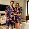 thumbnail image 6 of JULMCOMO Halloween Couples Matching Pajama Sets Pumpkins Ghost Witch Print Collared Button Down Holiday Two Piece Sets Soft Comfy Pajamas Dark Purple-Men XL, 6 of 7