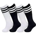 thumbnail image 2 of 4 Pairs Kids Soccer Socks Toddler Soccer Socks Girls Boys Soccer Socks Toddler Knee High Socks Toddler Kids Tube Socks, 2 of 6