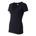 thumbnail image 2 of J. America B57728505 Women V-Neck Slub T-Shirt, Black - Large, 2 of 5