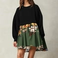 thumbnail image 1 of DecSea Women Oversized Patchwork Sweatshirt Dress Long Sleeve Drop Shoulder Crewneck Pleated Color Block Mini Dress, 1 of 5