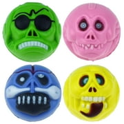 BESTONZON 4Pcs Halloween Props Rubber Elastic Ball Scary Face Shaped Bouncy Balls Jumping Balls Random Color