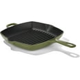 thumbnail image 1 of Chuck Hughes Poêle-Gril Carrée en Fonte 26 cm – Poêle-Gril Intérieure Robuste pour Viande, Poisson et Légumes, Surface Antiadhésive Assaisonnée, Répartition Uniforme de la Chaleur, Va au Four et sur la Cuisinière (Vert Colvert), 1 of 2