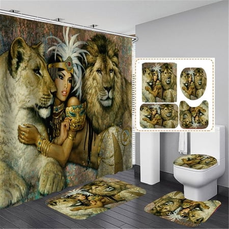 4/3/1pcs African Queen Lion Decor Bathroom Set Waterproof Shower ...