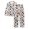 thumbnail image 3 of Womens Pajama Sets Halloween Satin Button Down Long Pant 2pc Fall Sleepwear Halloween Pajamas for Women Set Black XL, 3 of 5