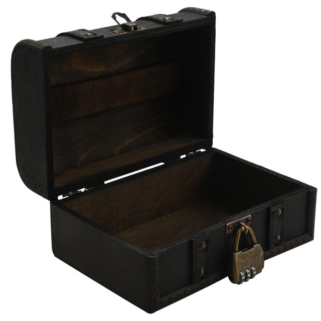 Retro Treasure Vintage Caja de almacenamiento de madera Estilo antiguo Contraseña Afortunado Sencillez