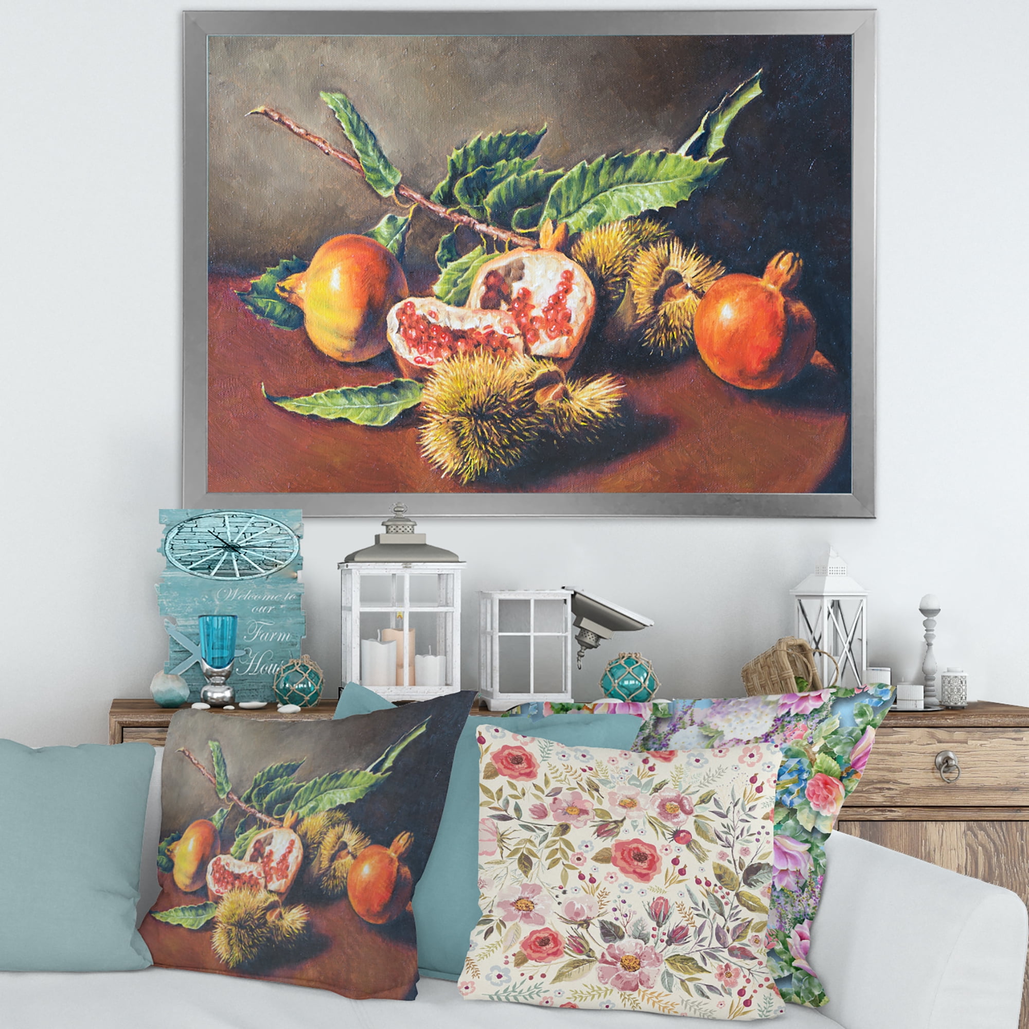 Designart 'Ancient Still Life of Orange Fruits' Traditional Framed Art Print