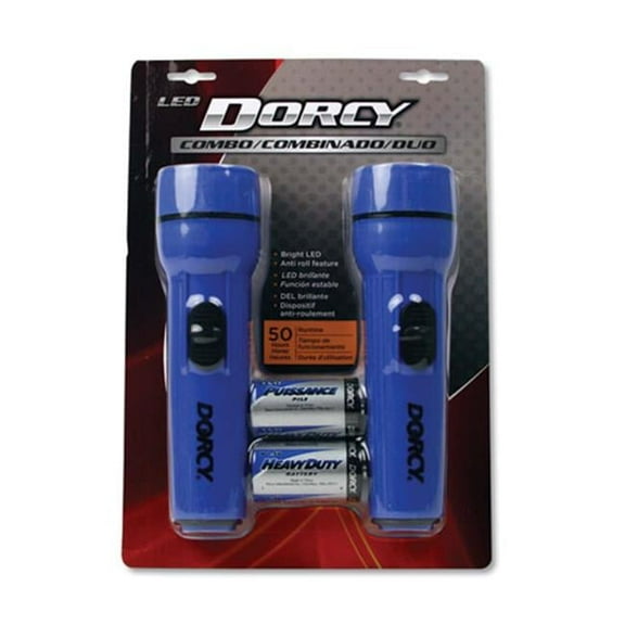 LED Flashlight Pack - 1 D Battery, Red & Blue - Pack of 2