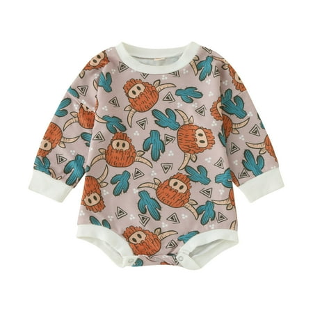 

KaLI_store Little Girls Bodysuit Baby Boy Girl Organic Cotton Bodysuit Long Sleeve Jumpsuit B