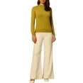 thumbnail image 2 of Hobemty Women's Mock Neck Blouse Long Sleeve Basic Knitted Tops, 2 of 6