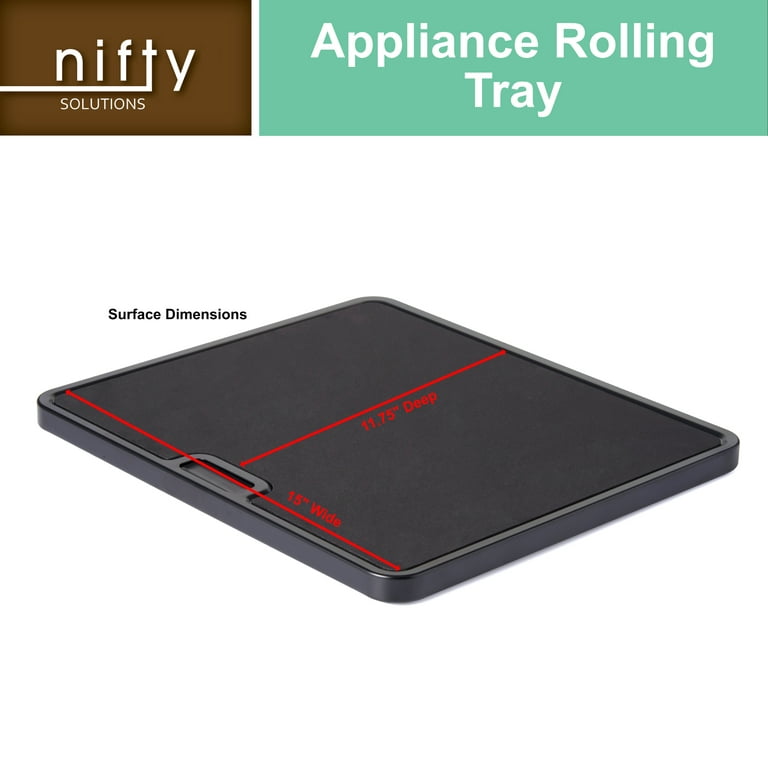 Nifty Solutions Large Appliance Rolling Tray – Integrated Rolling System,  Non-Slip Pad, Black