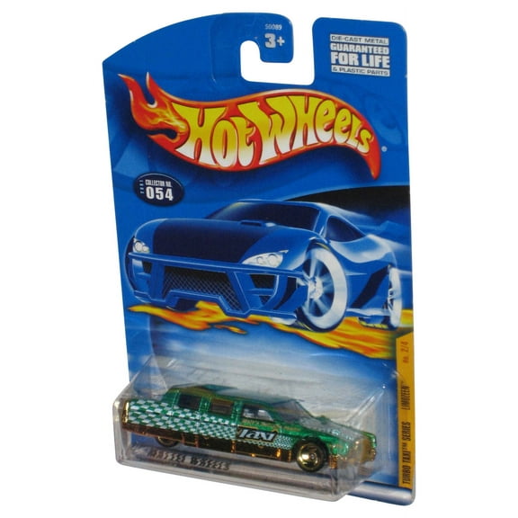 Hot Wheels Turbo Taxi Limozeen (2001) Green Die-Cast Toy Car #054