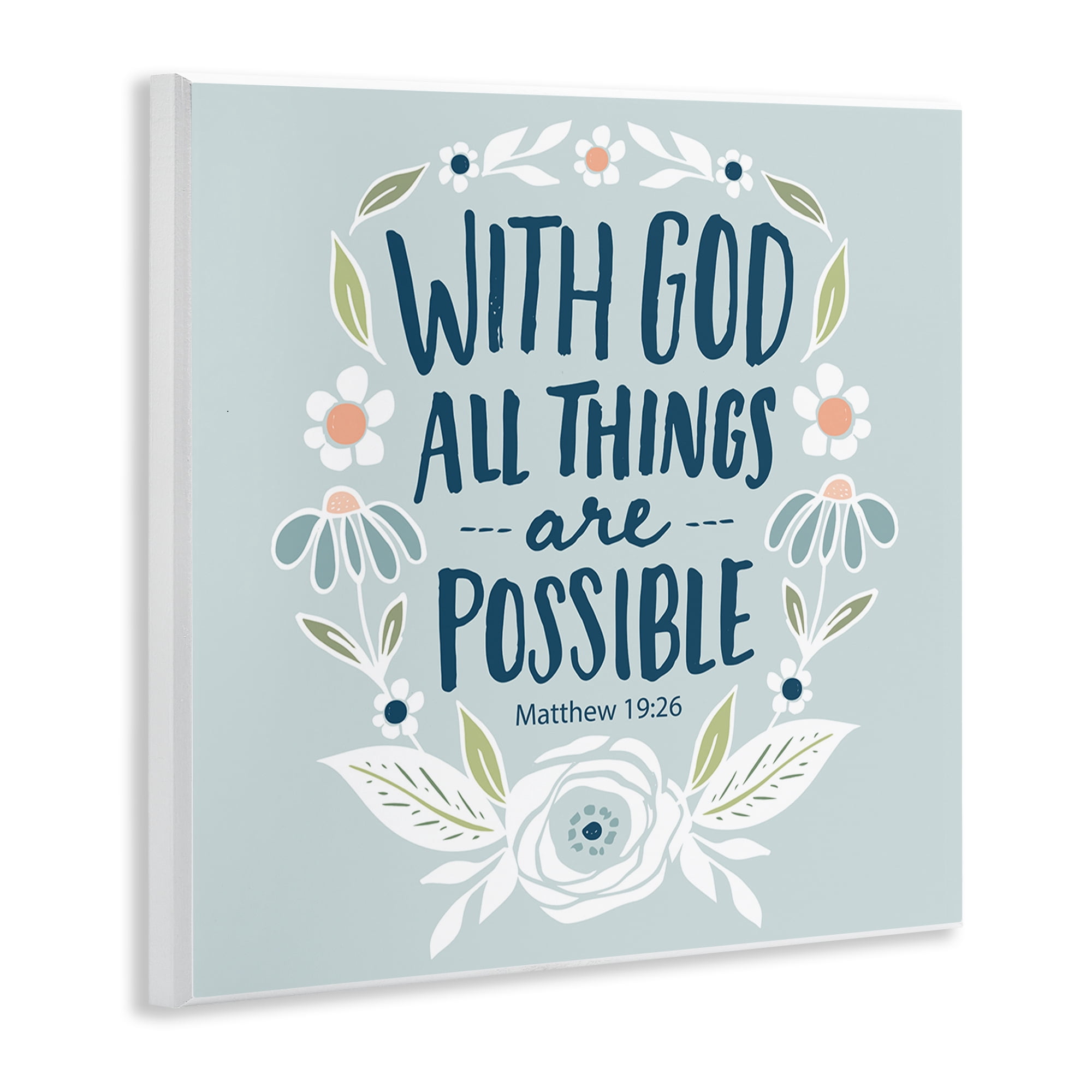Stupell Industries All Things Possible Verse Religious Painting Unframed Art Print Wall Art, 12 x 12