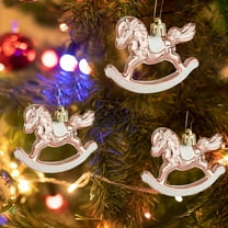 3-Pack Christmas Carousel Ornaments, Hanging Baubles for Xmas Tree Decor, Whimsical Themed Holiday Party Decoration(Rose Gold)