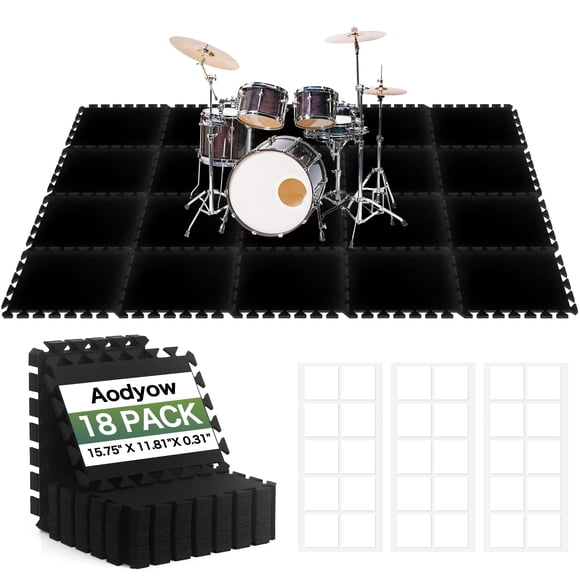 Alfombrillas para Piso Aodyow Absorbentes de Sonido 18 Piezas 15.7x11.8x0.8 cm
