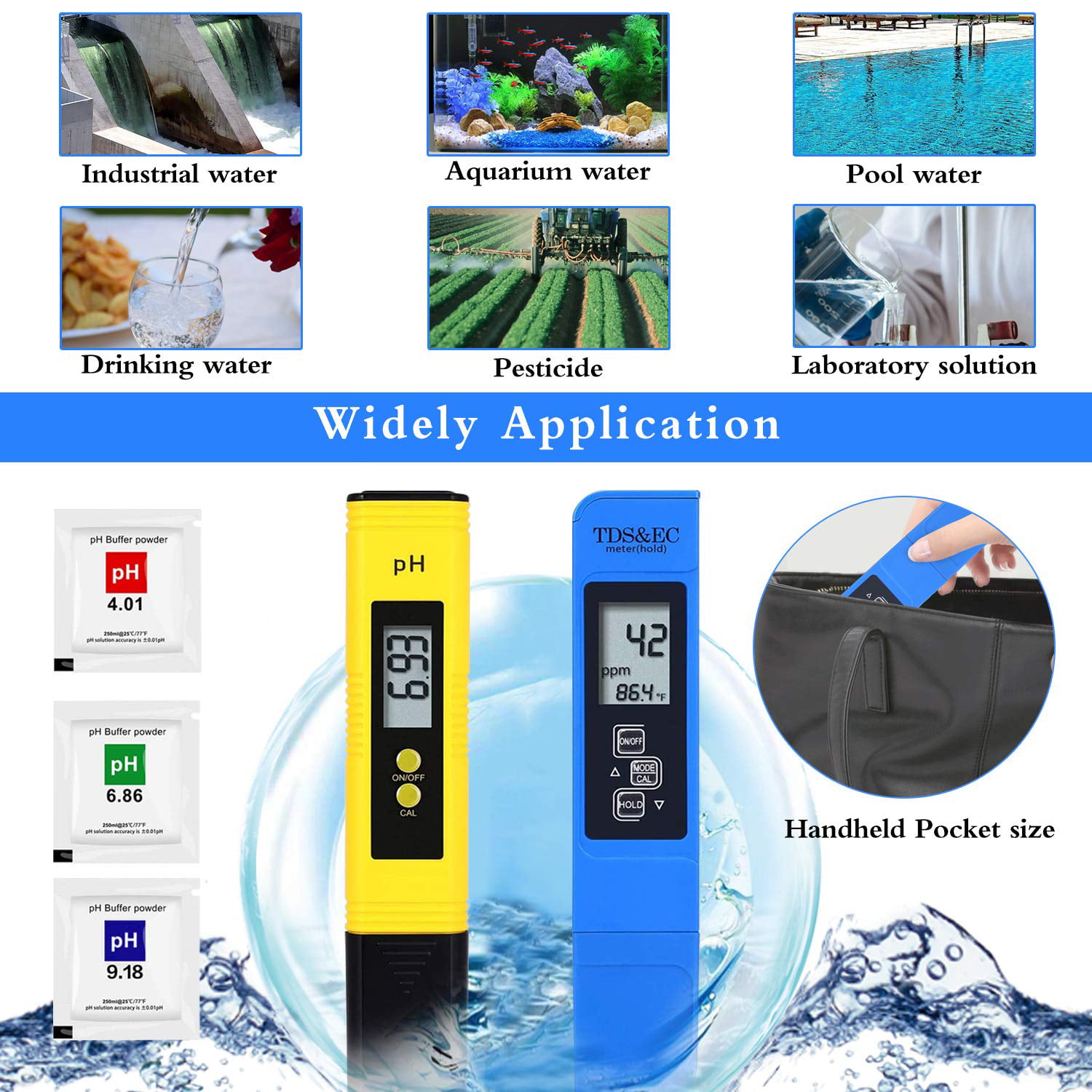 Medidor de PH, medidor TDS PPM y medidor de humedad del suelo 3 en 1, kit  digital de laboratorio de alta precisión PH/EC [actualizado] para agua