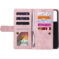 thumbnail image 2 of Wallet Phone Case for Samsung Galaxy S21 FE, Retro Matte 9 Card Holder Slots Zipper Pocket Case PU Leather Magnetic Closure Kickstand with Wrist Strap Shockproof Folio Flip Case - Rose Gold, 2 of 15