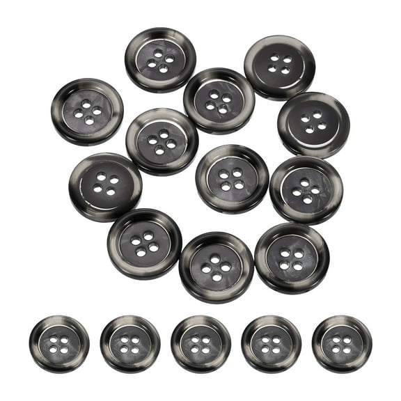 Uxcell 24pcs Sewing Button 18mm (0.71") 4 Holes Resin Round Buttons, Black-grey