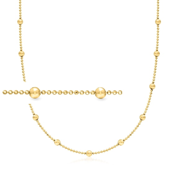 Ross-Simons Italian 18kt Gold Over Sterling Bead Station Necklace, Women's, Adult